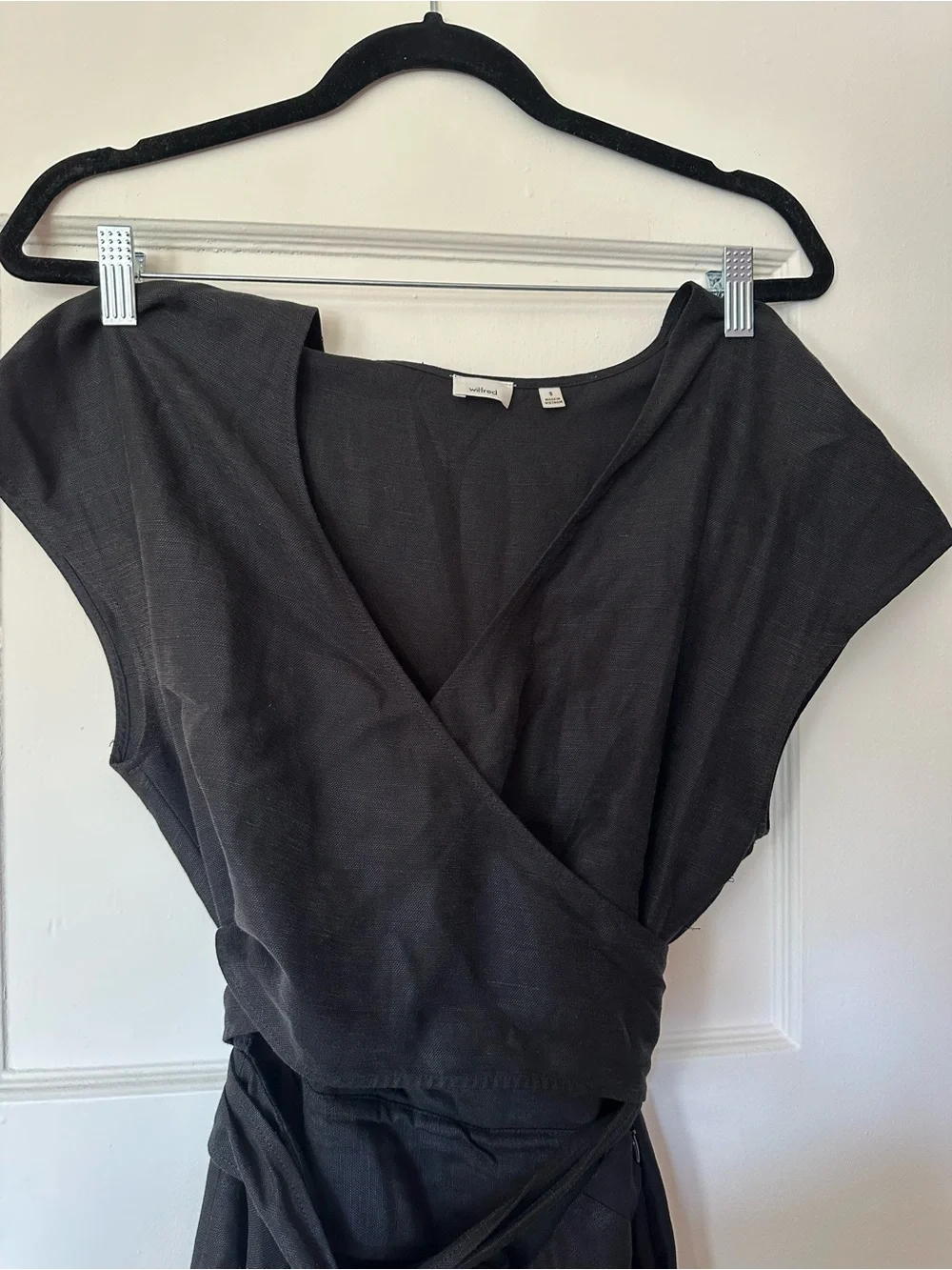Aritzia Wilfred Brax Wide-Leg Black Wrap Jumpsuit